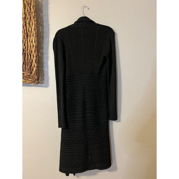 Julie Brown Long Cardigan Sweater Duster S Small Black Shimmer Washable NEW - Picture 10 of 15